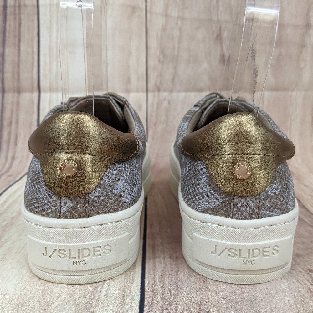 J/SLIDES Metallic Gold Snakeskin Lace Up Platform Sneakers Sz 6 - Picture 5 of 10
